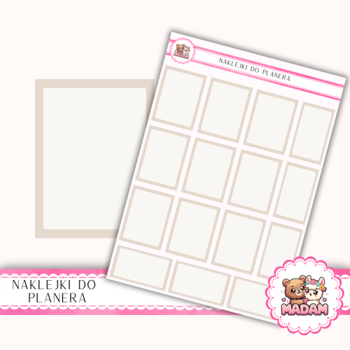 Naklejki planerowe pola do notatek 13x18 Taupe Beżowy do planera Bullet Journal MaDam Creative