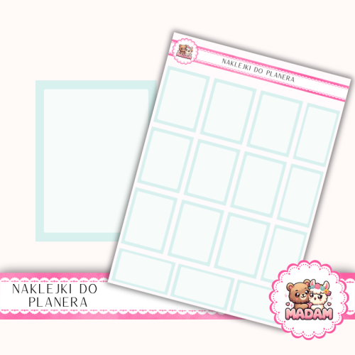 Naklejki planerowe pola do notatek 13x18 Miętowy do planera Bullet Journal MaDam Creative
