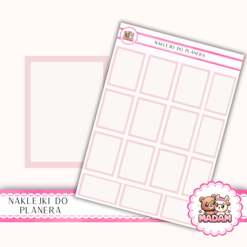 Naklejki planerowe pola do notatek 13x18 Róż Pastelowy do planera Bullet Journal MaDam Creative