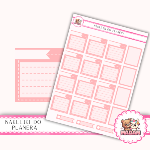 Naklejki planerowe notatki i banerki 13x18 Brzoskwiniowy do planera Bullet Journal MaDam Creative