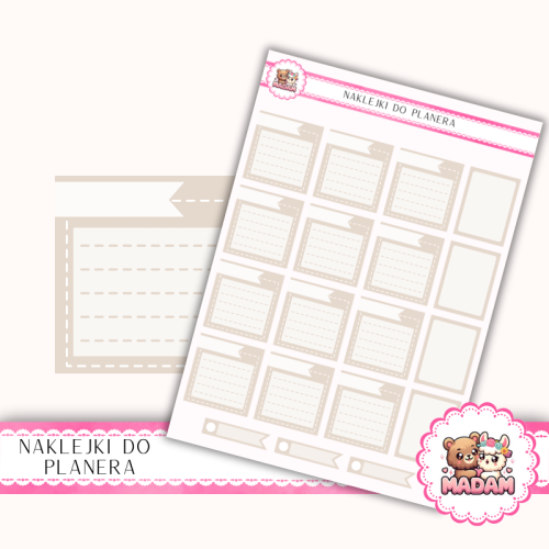 Naklejki planerowe notatki i banerki 13x18 Taupe Beżowy do planera Bullet Journal MaDam Creative