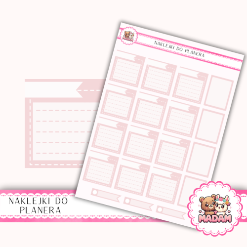 Naklejki planerowe notatki i banerki 13x18 Róż Pastelowy do planera Bullet Journal MaDam Creative