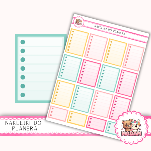 Naklejki planerowe Checklisty Letni Mix 13x18 do planera Bullet Journal MaDam Creative