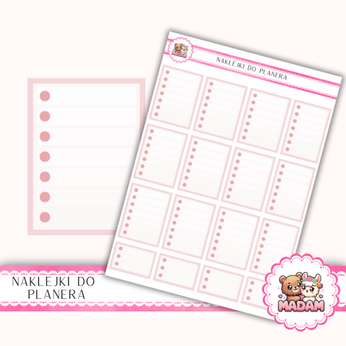 Naklejki planerowe Checklisty Róż Pastelowy 13x18 do planera Bullet Journal MaDam Creative