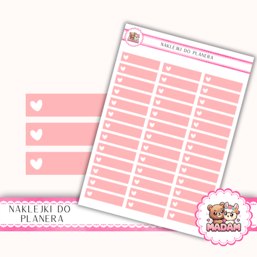 Naklejki planerowe Paski z ikoną serca Brzoskwiniowy 13x18 do planera Bullet Journal MaDam Creative