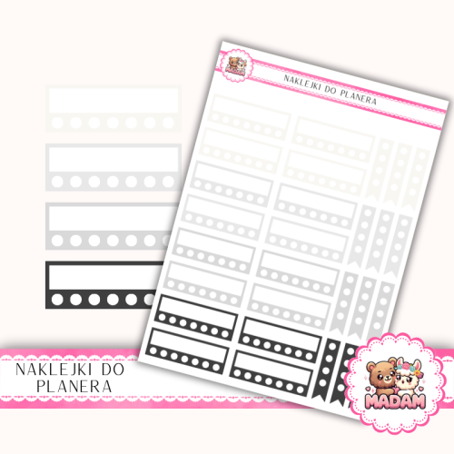 Naklejki planerowe Habit Tracker Minimal Chic Mix 13x18 do planera Bullet Journal MaDam Creative