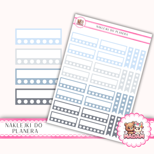 Naklejki planerowe Habit Tracker Zimowy Frost Mix 13x18 do planera Bullet Journal MaDam Creative