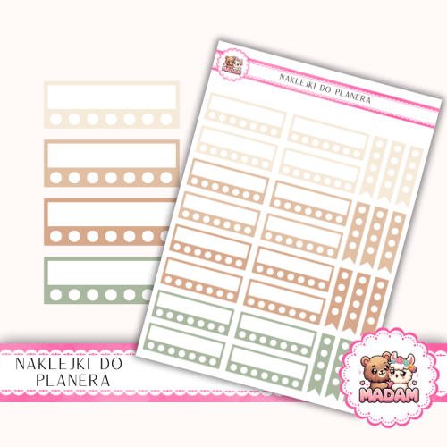 Naklejki planerowe Habit Tracker Jesienny Boho Mix 13x18 do planera Bullet Journal MaDam Creative