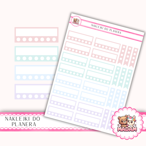 Naklejki planerowe Habit Tracker Pastelowy Mix 13x18 do planera Bullet Journal MaDam Creative