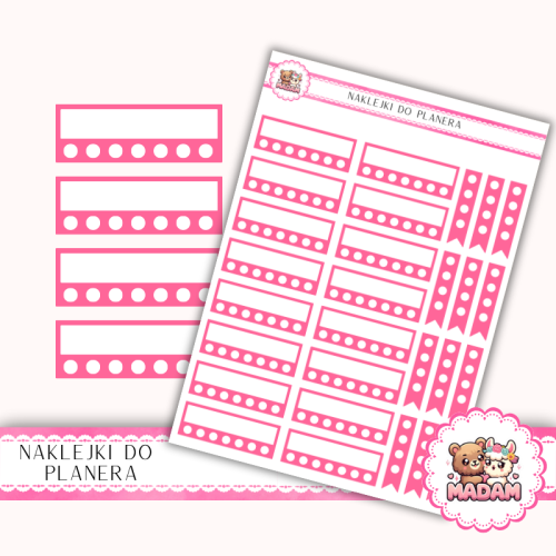 Naklejki planerowe Habit Tracker Fuksja 13x18 do planera Bullet Journal MaDam Creative