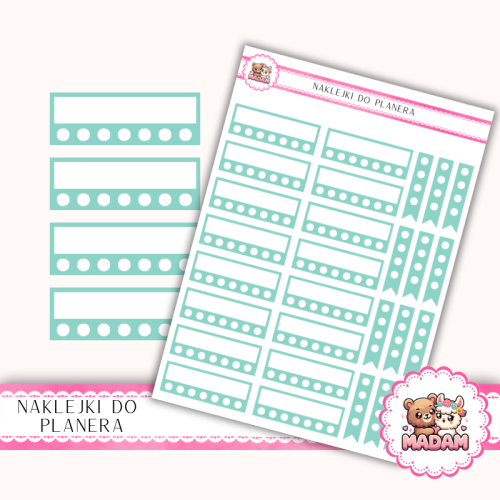 Naklejki planerowe Habit Tracker Turkusowy 13x18 do planera Bullet Journal MaDam Creative
