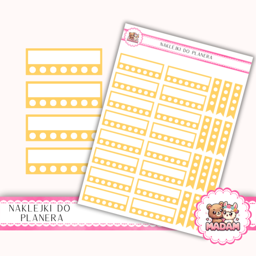 Naklejki planerowe Habit Tracker Żółty Pastelowy 13x18 do planera Bullet Journal MaDam Creative