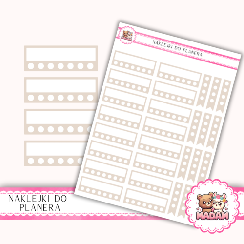 Naklejki planerowe Habit Tracker Taupe Beżowy 13x18 do planera Bullet Journal MaDam Creative
