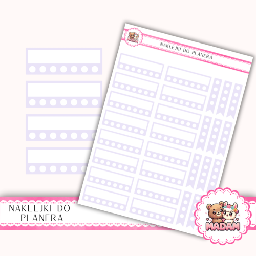 Naklejki planerowe Habit Tracker Lawendowy 13x18 do planera Bullet Journal MaDam Creative