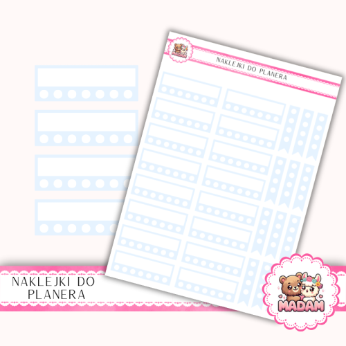 Naklejki planerowe Habit Tracker Błękitny 13x18 do planera Bullet Journal MaDam Creative