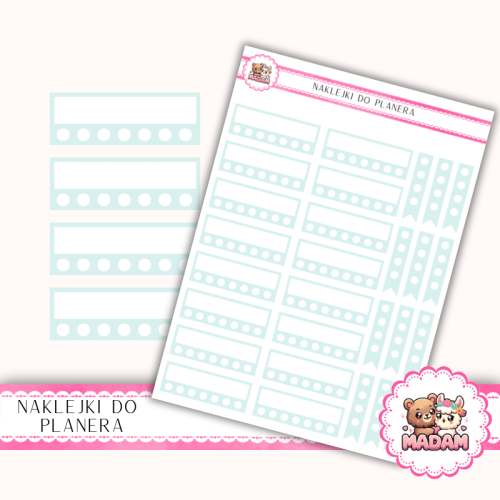 Naklejki planerowe Habit Tracker Miętowy 13x18 do planera Bullet Journal MaDam Creative