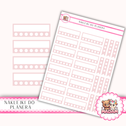 Naklejki planerowe Habit Tracker Róż Pastelowy 13x18 do planera Bullet Journal MaDam Creative