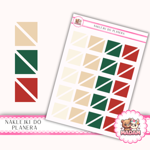 Naklejki planerowe Trójkąty Świąteczny Mix 13x18 do planera Bullet Journal MaDam Creative