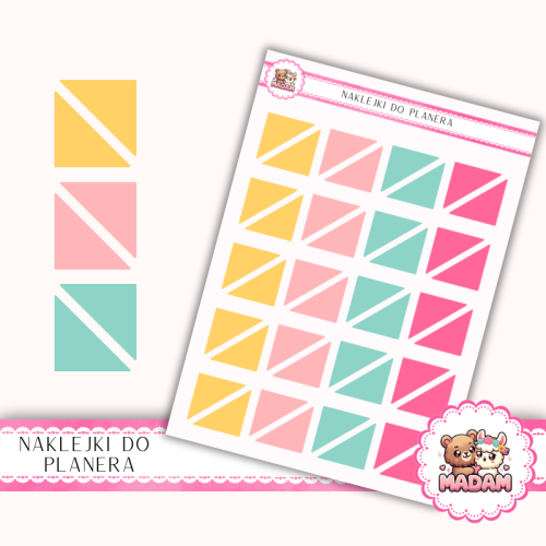 Naklejki planerowe Trójkąty Letni Mix 13x18 do planera Bullet Journal MaDam Creative