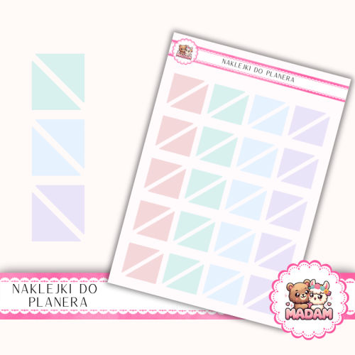 Naklejki planerowe Trójkąty Pastelowy Mix 13x18 do planera Bullet Journal MaDam Creative