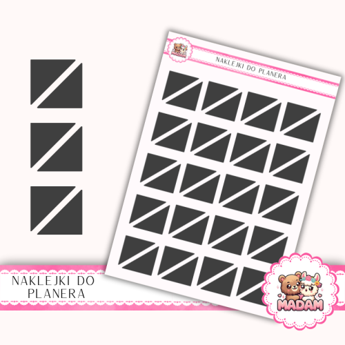 Naklejki planerowe Trójkąty Grafitowy 13x18 do planera Bullet Journal MaDam Creative