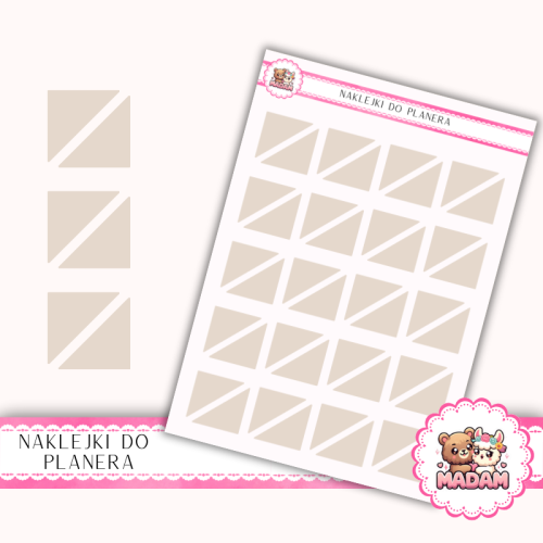 Naklejki planerowe Trójkąty Taupe Beżowy 13x18 do planera Bullet Journal MaDam Creative
