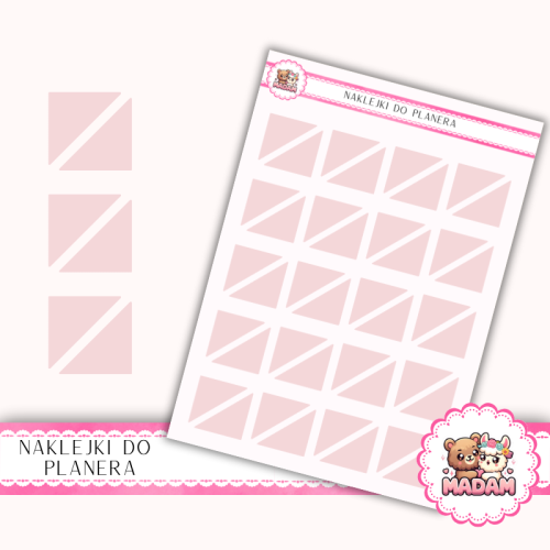 Naklejki planerowe Trójkąty Róż Pastelowy 13x18 do planera Bullet Journal MaDam Creative