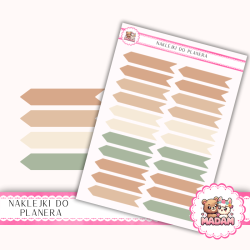 Naklejki planerowe Flagi Etykiety Jesienny Mix Boho 13x18 do planera Bullet Journal MaDam Creative