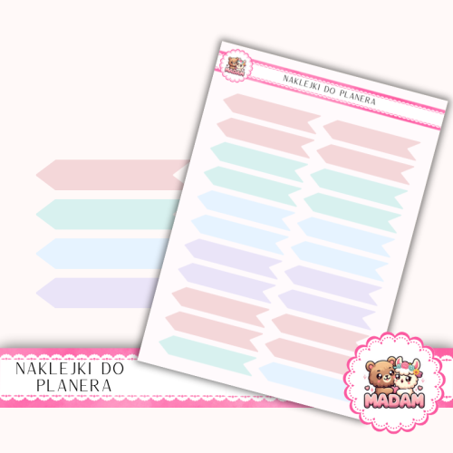Naklejki planerowe Flagi Etykiety Wiosenny Mix Pastelowy 13x18 do planera Bullet Journal MaDam Creative