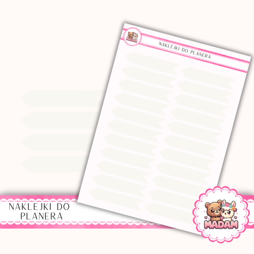 Naklejki planerowe Flagi Etykiety Kość Słoniowa (Ivory) 13x18 do planera Bullet Journal MaDam Creative