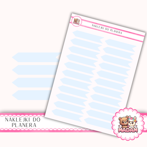 Naklejki planerowe Flagi Etykiety Błękit Poranny 13x18 do planera Bullet Journal MaDam Creative