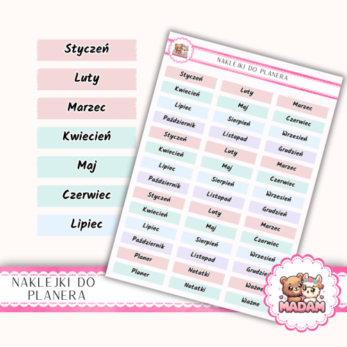 Naklejki Planerowe Nazwy Miesięcy 13×18 MIX Wiosna Spring Harmony – MaDam Creative
