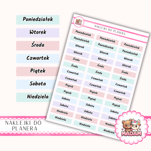 Naklejki Planerowe Dni Tygodnia Wiosna Spring Harmony 13×18 MaDam Creative