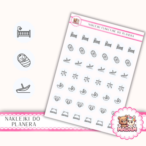 Naklejki Ikony Funkcyjne do Planera i Bullet Journal – Sen i Uspokajanie 13×18 – rytuały, drzemki Niebieska Poświata – MaDam Creative