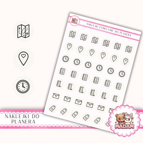 Naklejki Ikony Funkcyjne do Planera i Bullet Journal – Ślub: Organizacja i Papeteria 13×18 – zaproszenia, RSVP Kość Słoniowa Jasna – MaDam Creative