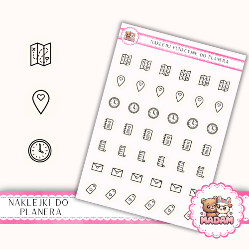 Naklejki Ikony Funkcyjne do Planera i Bullet Journal – Ślub: Organizacja i Papeteria 13×18 – zaproszenia, RSVP Ivory (Porcelana) – MaDam Creative