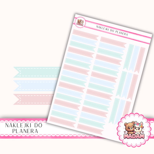 Naklejki Planerowe Flagi Pastelowe 13×18 – Signature Pastel – MaDam Creative