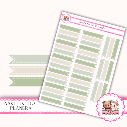 Naklejki Planerowe Flagi Zielono-Beżowe 13×18 – Olive & Stone – MaDam Creative