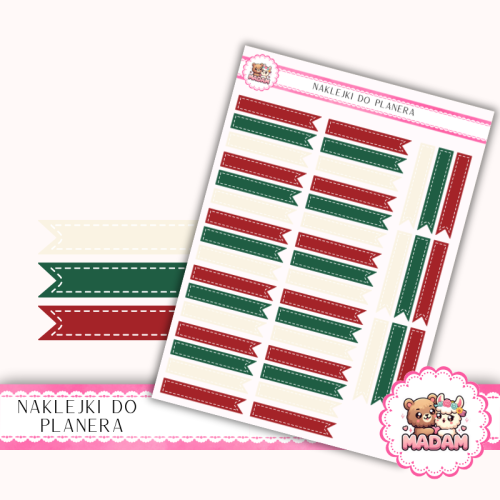 Naklejki Planerowe Flagi Świąteczne 13×18 – Christmas Classic – MaDam Creative