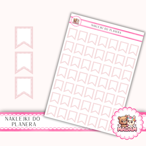 Naklejki Planerowe Mini Flagi 13×18 – Róż Pastelowy – MaDam Creative