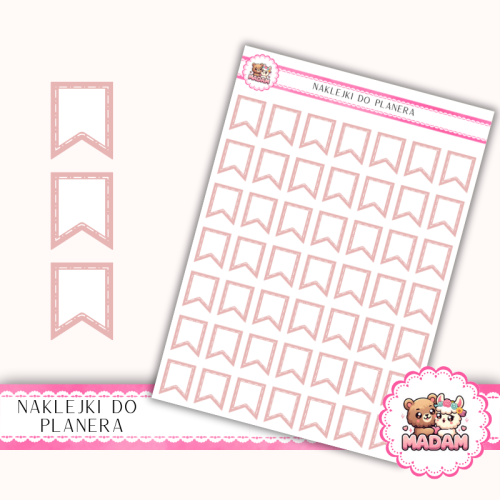 Naklejki Planerowe Mini Flagi 13×18 – Róż Przydymiony – MaDam Creative