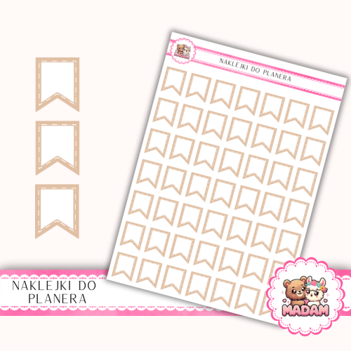 Naklejki Planerowe Mini Flagi 13×18 – Karmelowe – MaDam Creative
