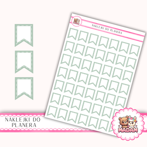 Naklejki Planerowe Mini Flagi 13×18 – Zielone Eukaliptusowe – MaDam Creative