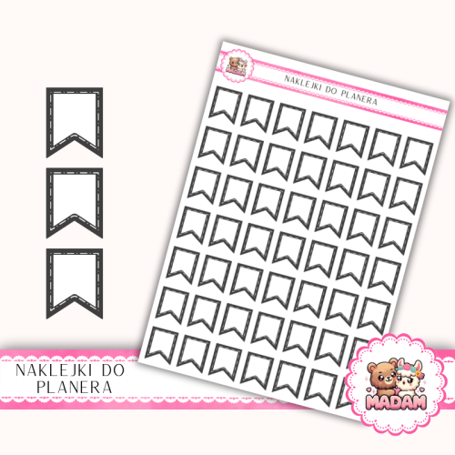 Naklejki Planerowe Mini Flagi 13×18 – Grafitowe – MaDam Creative