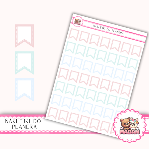 Naklejki Planerowe Mini Flagi Mix 13×18 – Wiosenny Pastel – MaDam Creative