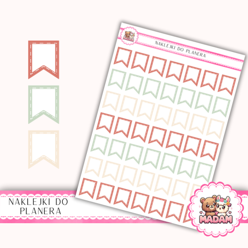 Naklejki Planerowe Mini Flagi Mix 13×18 – Festive Glow – MaDam Creative