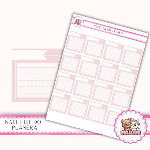 Naklejki Planerowe Mini Notatki Boxy Lined 13×18 – Róż Pastelowy – MaDam Creative