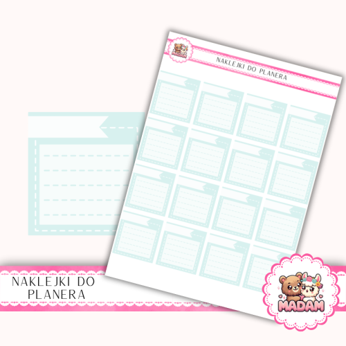 Naklejki Planerowe Mini Notatki Boxy Lined 13×18 – Miętowe – MaDam Creative