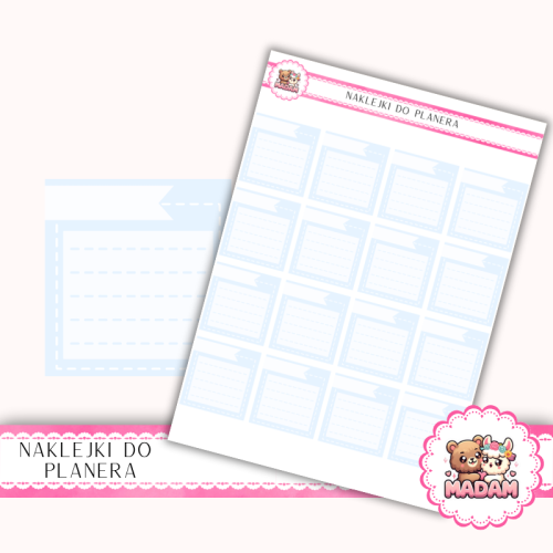 Naklejki Planerowe Mini Notatki Boxy Lined 13×18 – Błękitne – MaDam Creative