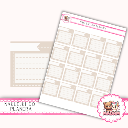 Naklejki Planerowe Mini Notatki Boxy Lined 13×18 – Taupe Beż – MaDam Creative